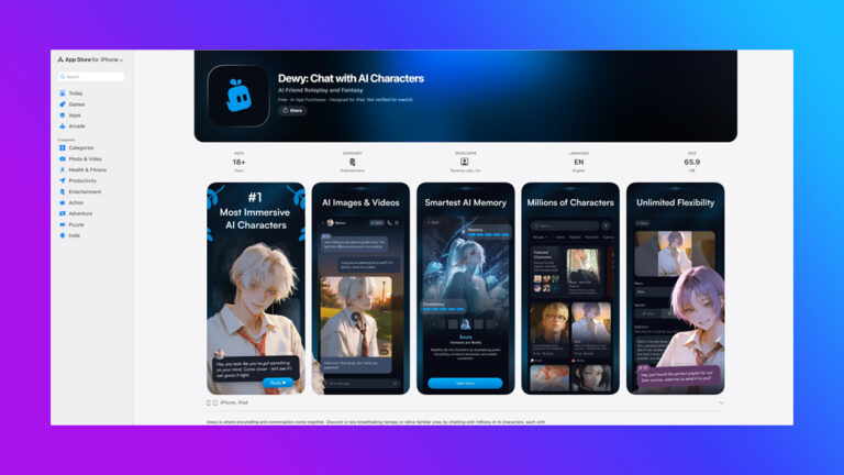 Dewy Chat: Chat Interactiva con Personajes de IA